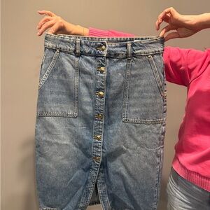 Michael Kors Denim Button Down Skirt Size 8